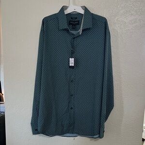 Pronto Uomo Teal Patterned Button Down Shirt